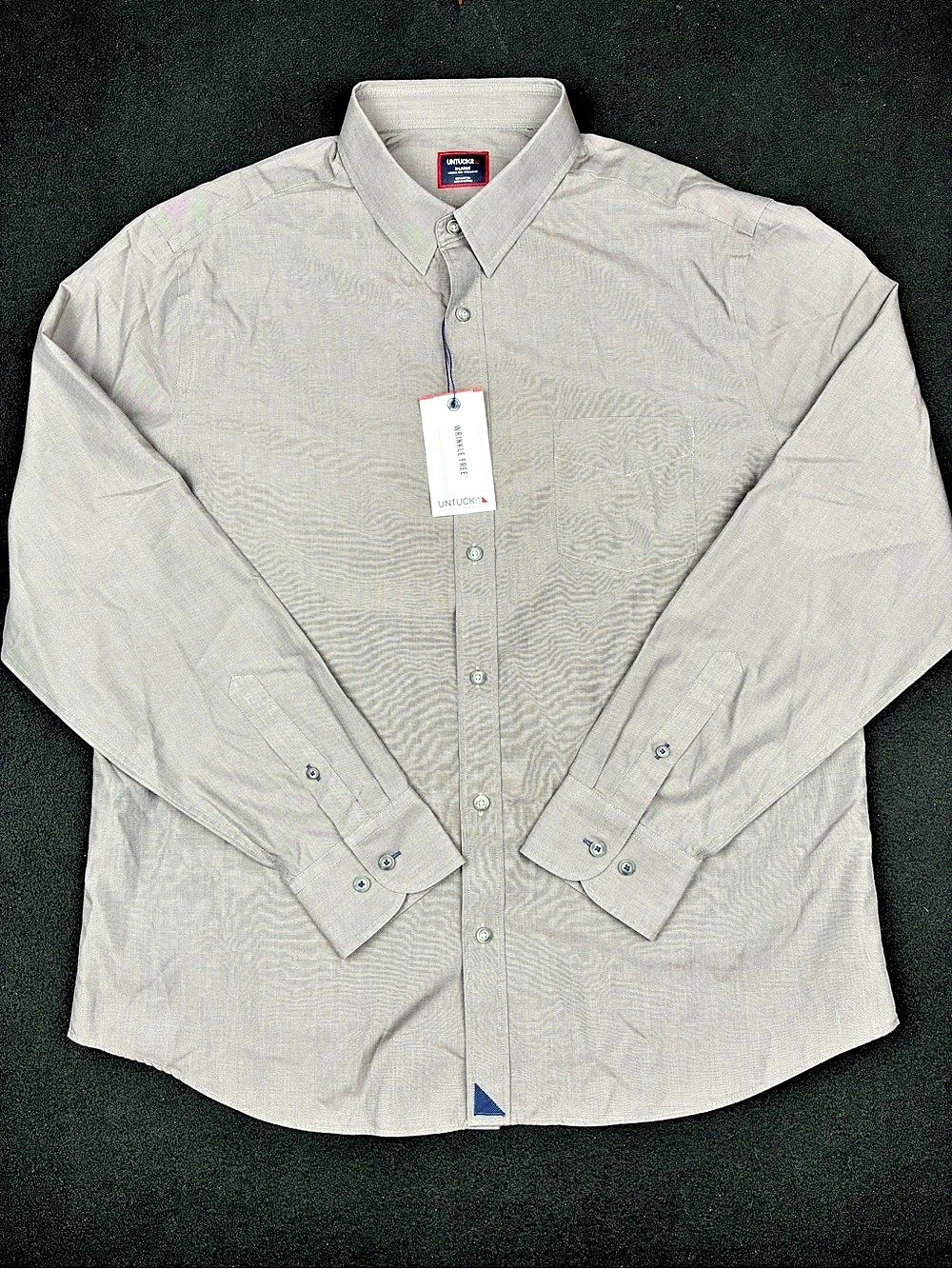 NWT UNTUCKit Long Sleeve Grey Button Down Dress Shirt Mens XL Regular Fit
